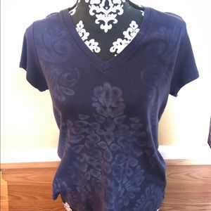 TOMMY HILFIGER Blue V Neck T-Shirt Size Large